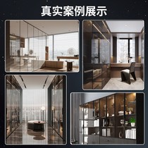 Coated glass door e customized light luxury minimalist aluminum alloy hidden frame cloakroom bookcase wine cabinet tempered glass door customization