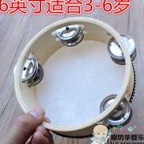 Double row tambourine kindergarten dance props teacher with rattle F Orff percussion instrument early education aids childrens hand