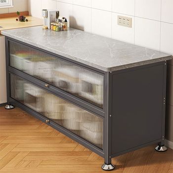 Kitchen stone slab storage rack floor-standing multi-layer storage cabinet multi-function dining side storage cabinet carbon z steel countertop cabinet
