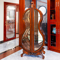 Violin solid wood wine cabinet creative living room wine cabinet double door glass door decorative cabinet American country display side cabinet