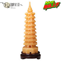 Liangmixi natural jade beige jade Wenchang Tower 9th floor 13th floor living room office R jade carving study room jade furnishings