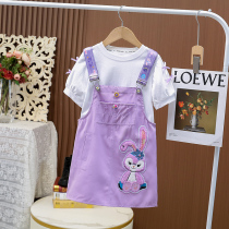 This years pop star Dailu clothes girls Internet celebrity bombed summer dress skirt set street fashion girls fashionable purple suspenders