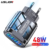 Чистый красный USLION 48W USB зарядное устройство Быстрый заряд QC 3 0 зарядка стенки