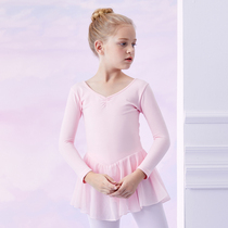 Ballet skirt childrens gymnastics suit autumn and winter long-sleeved one-piece exercise suit girls dance clothes toddlers Chinese dance