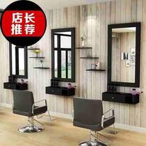 Shelf environmentally friendly mirror solid shadow drawer 00 style hairstylist load-bearing table drawer Zhonggong barber shop wooden floor mirror