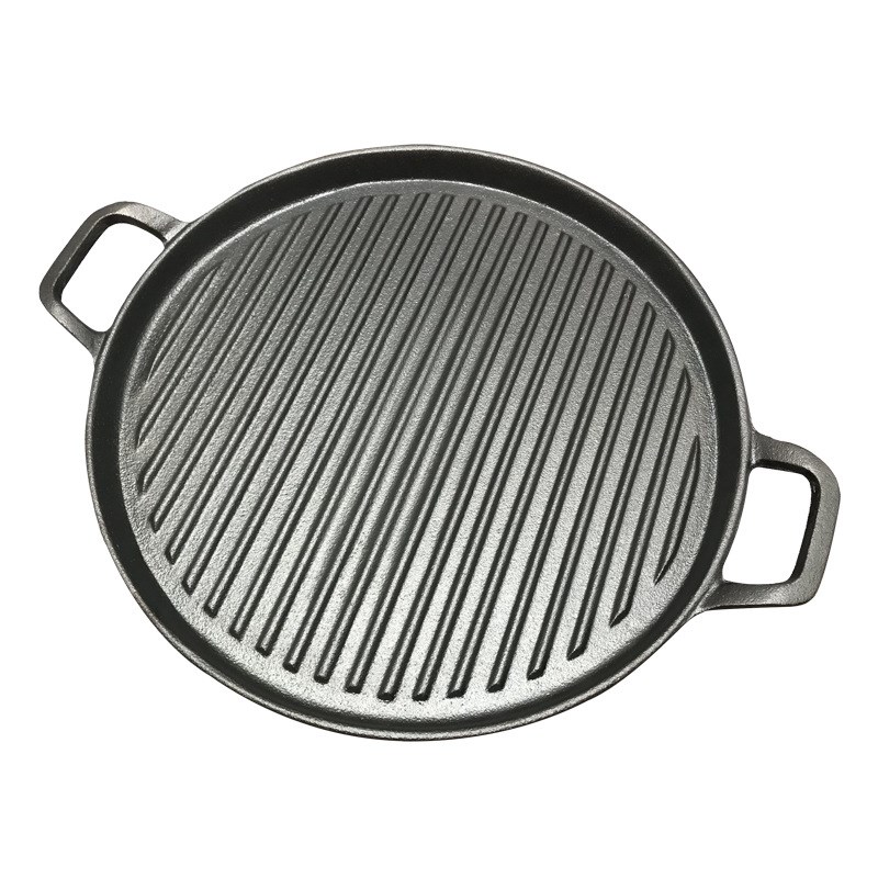 30cm Thickened Striped Cast Iron Steak Frying Pan BBQ GrillTaobao