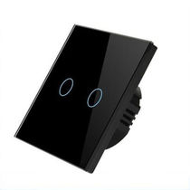 Pure touch smart 86 touch tempered glass panel single control light touch switch black without remote control