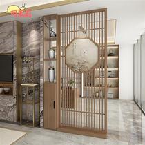 Customized new Chinese-style screen living room partition U shelf entrance cabinet decoration entry door solid wood grid can seat