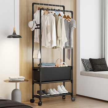 Thick clothes rack floor-standing vertical coat rack bedroom movable indoor storage rack household clothes drying rack