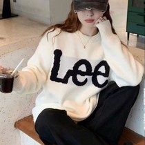 Autumn and winter woolen sweaters for men and women with the same style ee letter pullover sweaters ins thickened couple student tops trendy