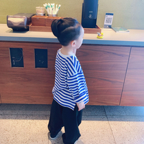 Factory sells mother-in-law sweatshirts for a family of three and four in spring new style T-shirts with stylish stripes for mothers and children long-sleeved clothes