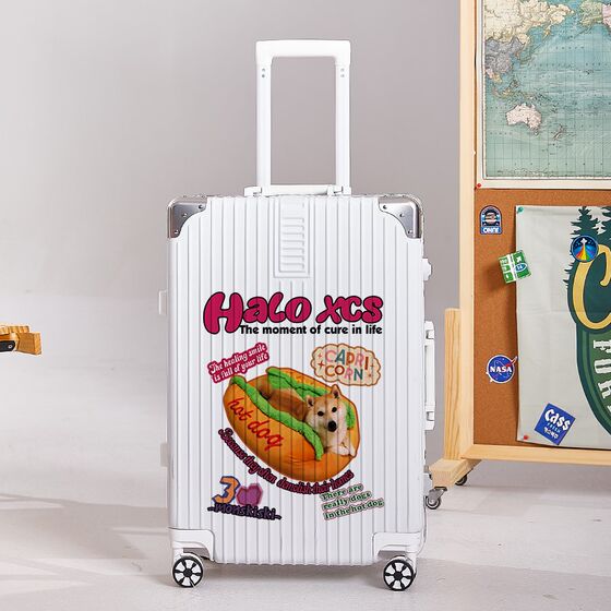 卡通涂鸦行李箱2023新款男20寸旅行箱女学生万向轮直角拉杆密码箱