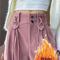 Warm Corduroy Womens Wide Leg Pants Vintage Thick Straight