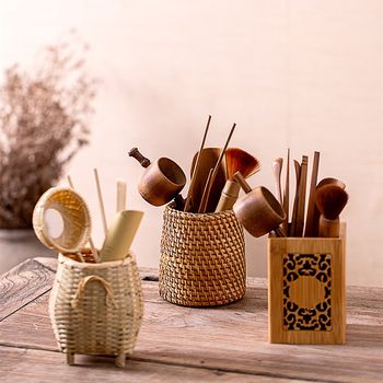 Tea ceremony six gentlemen set tea set accessories handmade bamboo tea clip tea cooker pen storage bottle tea art supplies