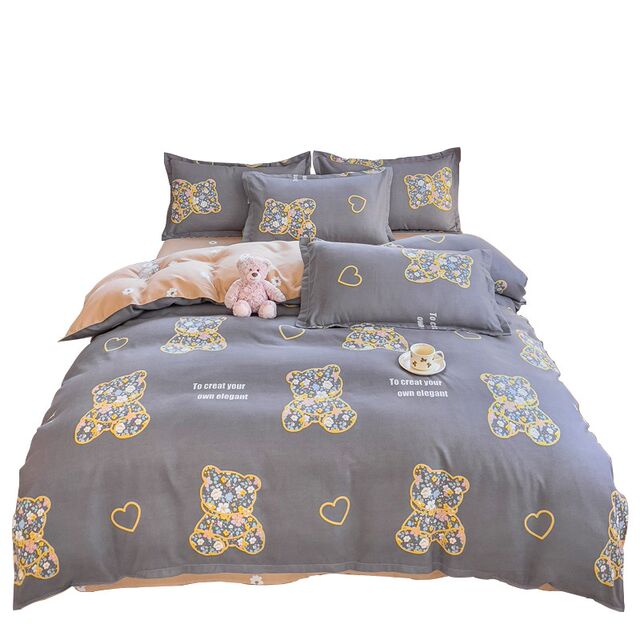 French pastoral style ins small floral bed four-piece set grinding and washing quilt cover 1.8 bed sheet three-piece set