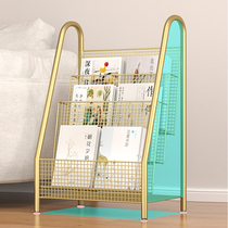 Factory sold magazine rack simple bookshelf newspaper rack wrought iron storage rack books and newspapers rack living room high-looking Z-value book collection