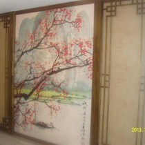 Customized solid wood lattice density L board through the flower board solid wood carving background wall entrance partition solid wood screen