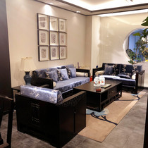 Xinzhongsha villa furniture modern solid wood three-person x carved hair style living room cloth set fully decorated hotel customization