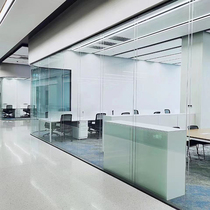 Guangzhou office glass partition wall single glass tempered frosted soundproof aluminum alloy double glass built-in louver high partition