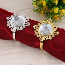 12pcs Luxurious Crystal Diamond Designed Napkin Ring Gold