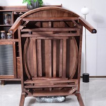 Pure ebony wood solid wood dining table and chair set dining side C cabinet combination one table six chairs square and round dining table