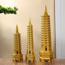 Sufa Pure Copper Wenchang Tower Ornaments Die-cast Fine Brass Wenchang Tower Gold List Learning Tower Metal Craft Gifts