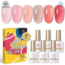 BORN PRETTY 10ml Nude Pink Gel 6PCS Nail Polish Set Milky