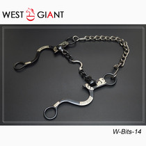 Western-style horse bit black carbon stainless steel engraved low jaw western big horse bit lower jaw T chain western giant horse