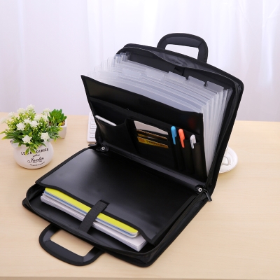 Sufa document bag portable A4 briefcase document bag zipper G conference multi-layer waterproof thickened large capacity