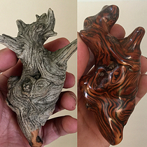 Too-Cliff Cypress Woolen Material G Pen Holder Pen Holder Hand Strings Wood Root Carved Wood Sculptures Aged Materials Bicolor Chat