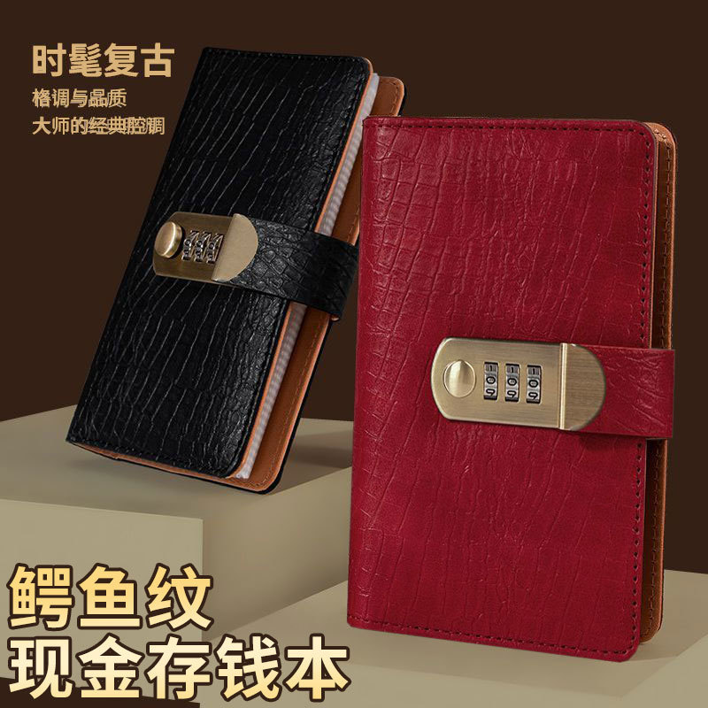 Crocodile Pattern Password-Protected Money Storage Binder, Large Capacity Cash Storage Book, Only Holds Money, 2026 New Trendy Model, Can Hold Banknotes, Hundred-Yuan Bills, Storage Binder, Money Storage Bag, Adult Banknote Storage Bag