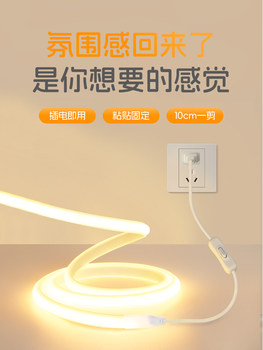 Light strip led light strip plug-in model with switch 220vcob bedroom bedside living room tv cabinet self-adhesive warm atmosphere