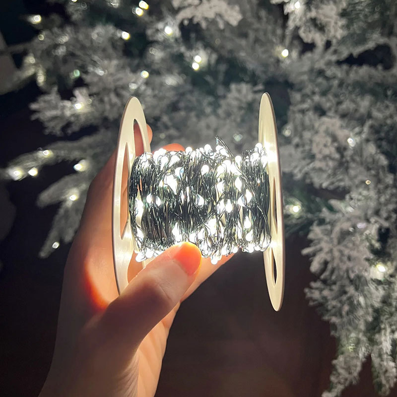 Christmas Tree Led Decorative Atmosphere Lights with Dark Green Copper Wire String Lights, Outdoor Waterproof Christmas Decoration, 24V Low Voltage