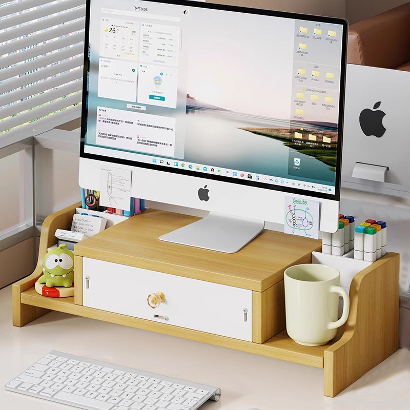 Computer elevated desk storage rack padded shelf desktop monitor support rack base bracket