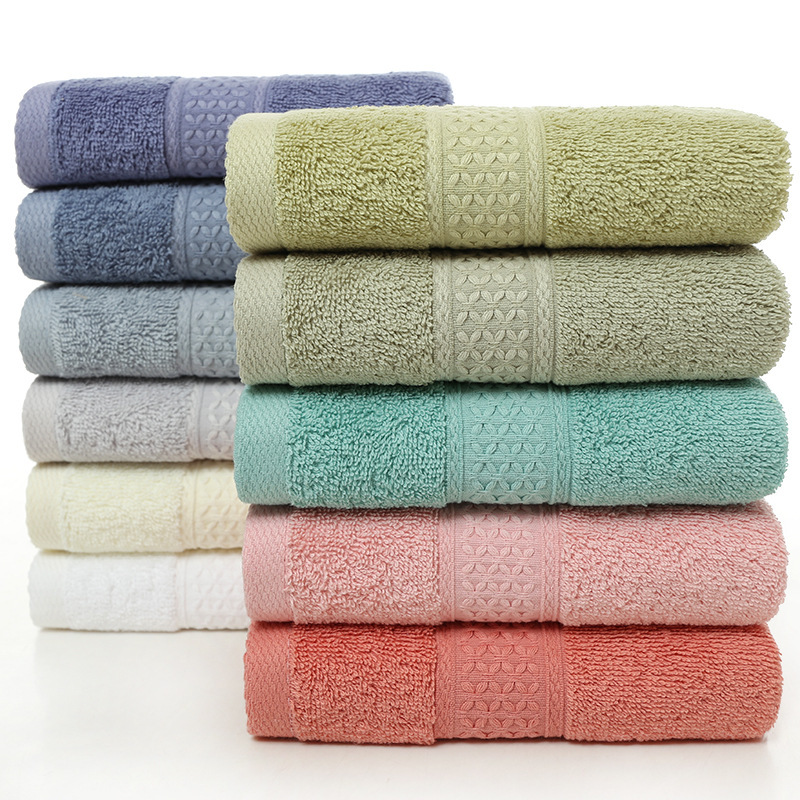 12-Color Pure Cotton Plain Towel Set for Hotels, Guesthouses, and Corporate Gifts with Logo Printing and Embroidery