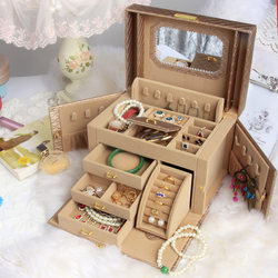 High-end jewelry box wooden lock hand jewelry ring cosmetic box jewelry box princess European style Korean gift