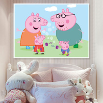 Diamond Painting Full Drill Small Pig Petch Whole Family Cartoon Cartoon Cartoon Cute Children Small Patch Drills Cross Embroidered Bedroom New