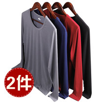 Warm top men loose youth slim plus fat plus size round neck T-shirt Autumn coat Mens bottom underwear bottom shirt