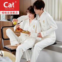 Couple pajamas spring and autumn cotton long sleeves autumn couples Womens cute men winter autumn and winter home clothes