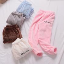 Children Pants Coral Suede Pyjamas Girls Fall Winter Warm Pants Plus Suede Thickened Warm Pants Fairy Flannel Flannel Home Pants