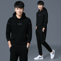 Hooded mens sweater spring and autumn new trend handsome casual autumn mens sports suit spring two-piece suit