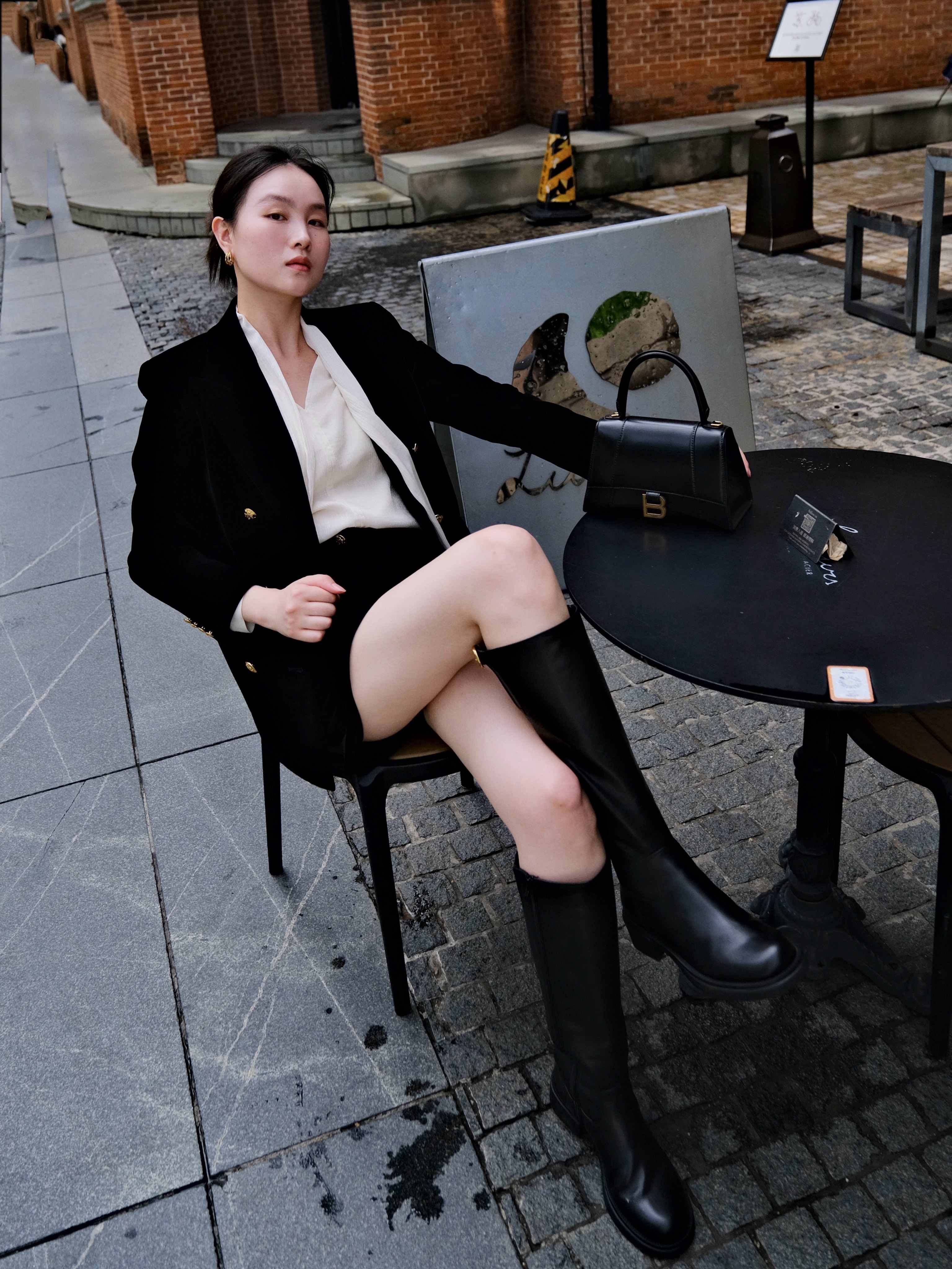 kisscat接吻猫[城市旅人]骑士靴，万茜方枪枪美洋同款真皮皮带扣复古英伦风