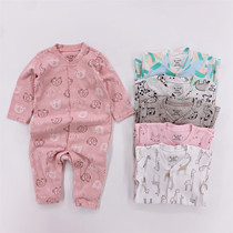 Baby Ha clothes Spring and Autumn 3-6 months 12 mens pajamas 9 womens baby clothes spring dress base long sleeve thin jumpsuit