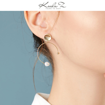 C-type arc simple wild natural pearl millet beads minimalist earrings ear clip no ear holes female Korean version cold