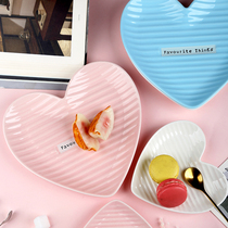 Nordic creative dish plate Household breakfast plate ins wind net red plate Ceramic tableware love salad dessert plate