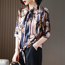 Real Silk Blouse Women Mulberry Silk Big Card Mother Nameplate Woman designer Hangzhou Zhengzong Guigui High-end 70% Sleeve Shirt