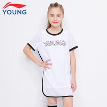 Li Ning Child Clothing Girl 2020 Summer CUHK Scout girls basketball round collar speed dry breathable light and thin childrens dress