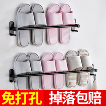 Bathroom slipper rack Wall-mounted hole-free toilet towel rack Toilet wall storage rack Drain shoe rack