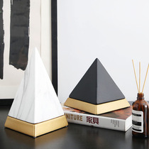Original design Light luxury pyramid ceramic ornaments Nordic style bookcase Living room entrance cabinet Home decoration