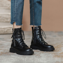 Black Martin Boots Woman Spring Autumn Single Boots 2021 New Inn Wind 100 lapped Korean version Short boot Thin Fashion Boot Tide